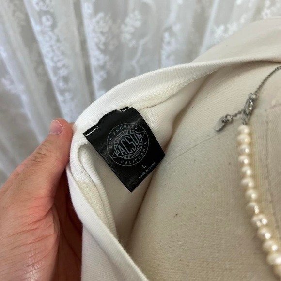 Pacsun Beaded Pink Bow White Baby Tee Women's‎ Large Preppy Feminine - Picture 5 of 5